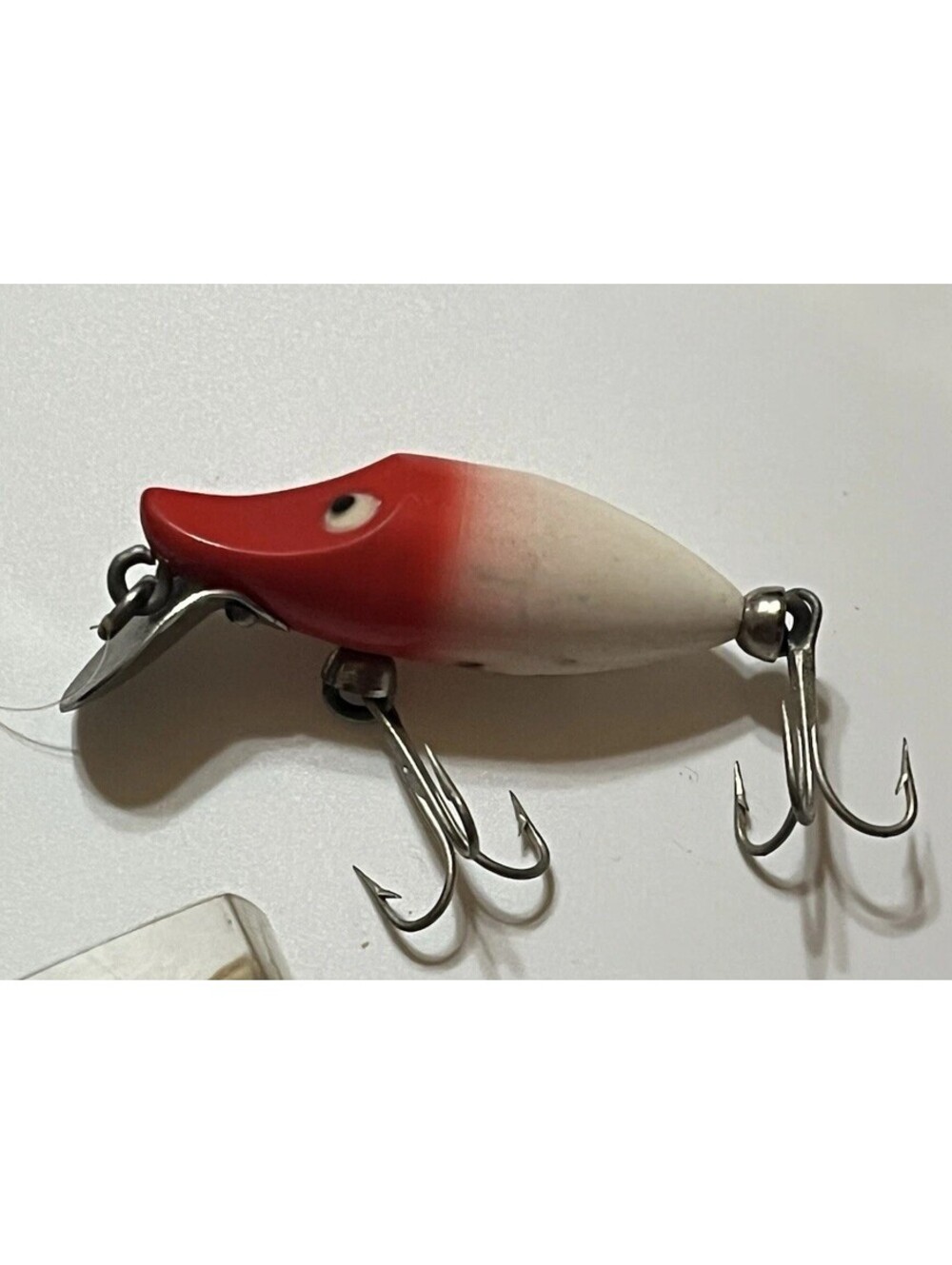 Vintage Heddon Tiny Lucky 13 Lure Crankbait Red Head White 2 Treble Hooks USA RH